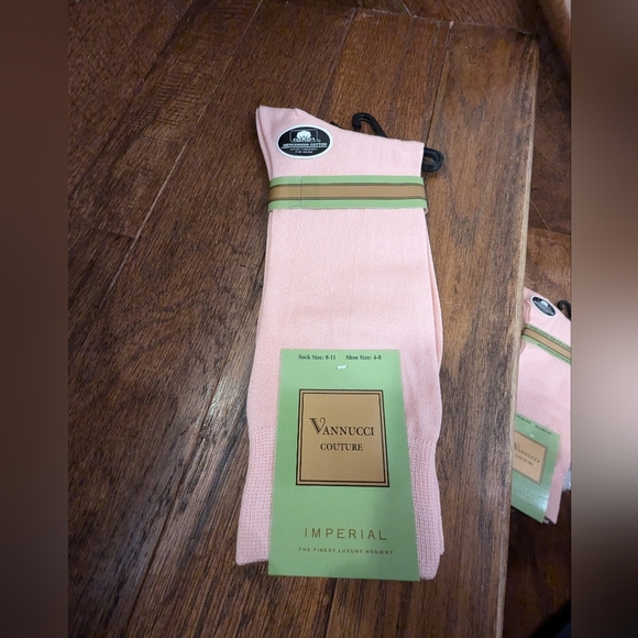 NWT Vannucci Couture pink Imperial Cotton Dress socks 3 pairs Women's shoe 6-10 - Picture 2 of 9